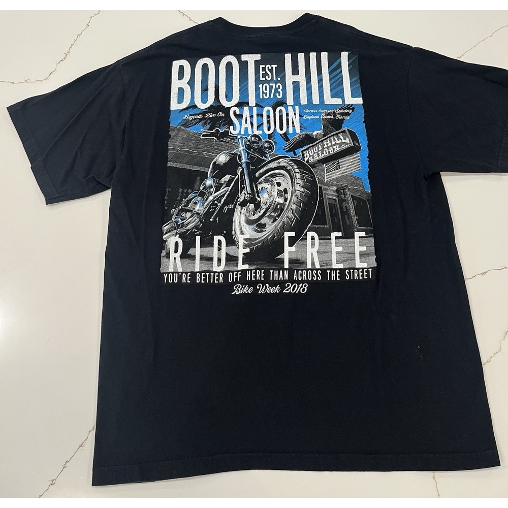 Daytona Beach Bike Week 2018 Boot Hill Saloon XL T-Shirt Harley Davidson Black